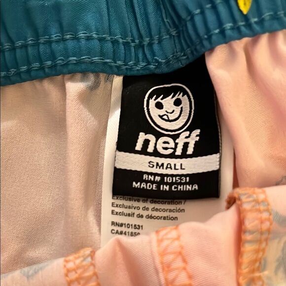 NEFF Orange Frog Print Swim Board Shorts - Picture 2 of 4